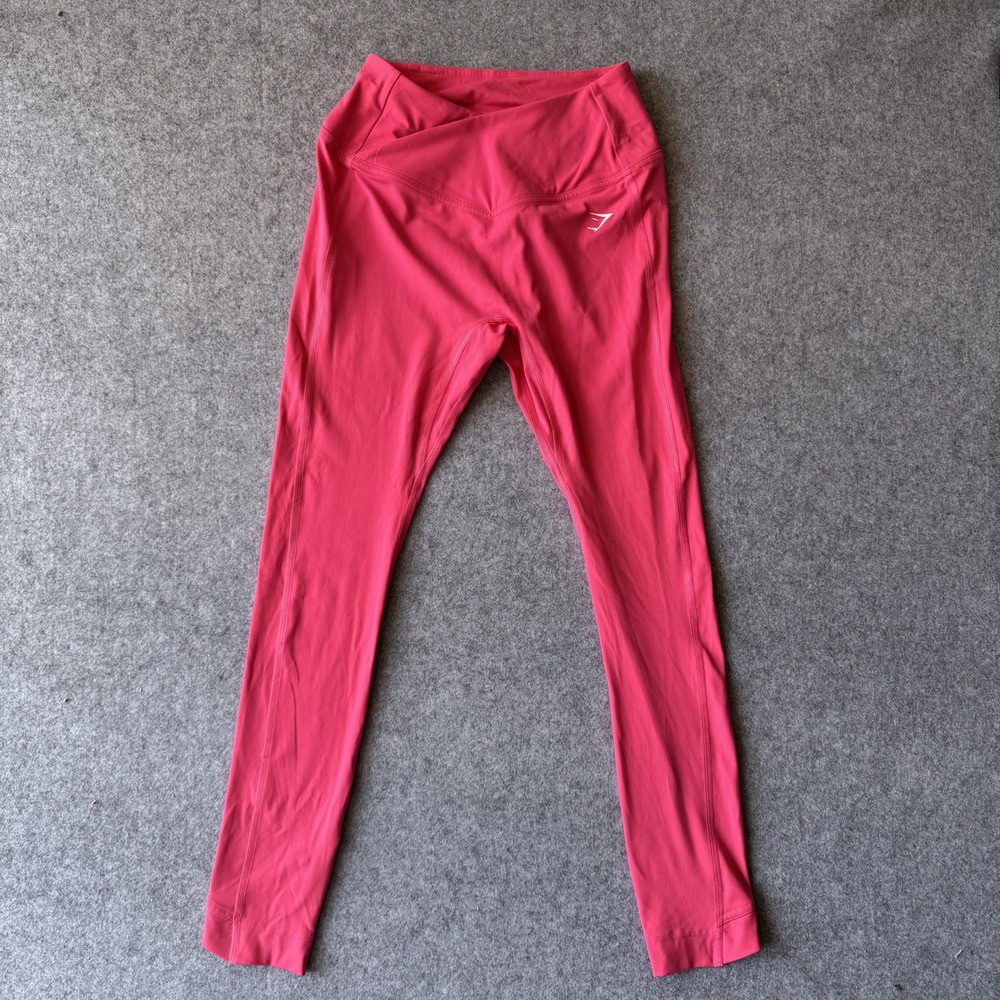 Gymshark Whitney Simmons Leggings Small Pink Crossover Waist Nylon Blend